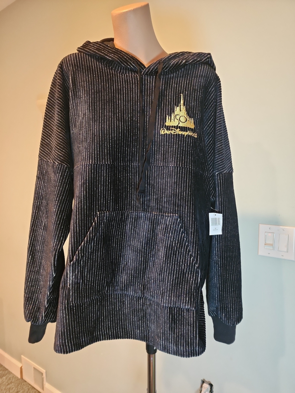 NWT Walt Disney World 50th Anniversary Black Sparkle Hoodie SZ MD